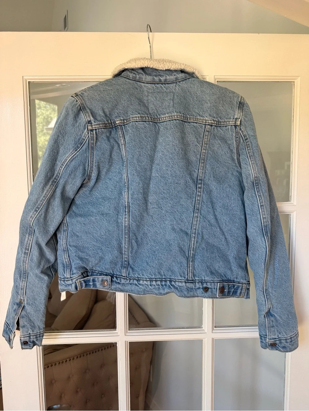 Levi's Kids Light Blue Denim Jacket with Cream Sherpa Collar